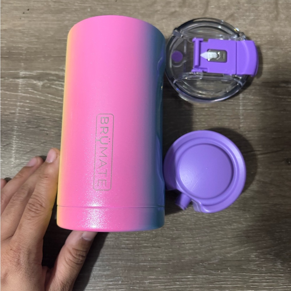 BrüMate Rainbow Pink Gradient Insulated Tumbler with Purple Lid